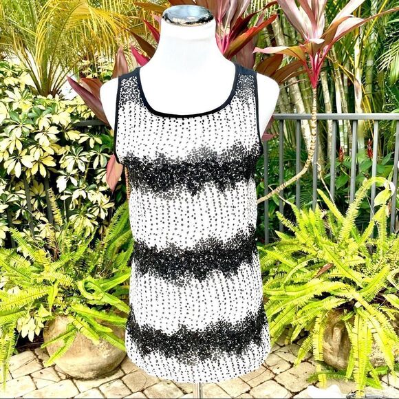 Loft Black & White Sequin Tank - Picture 2 of 9